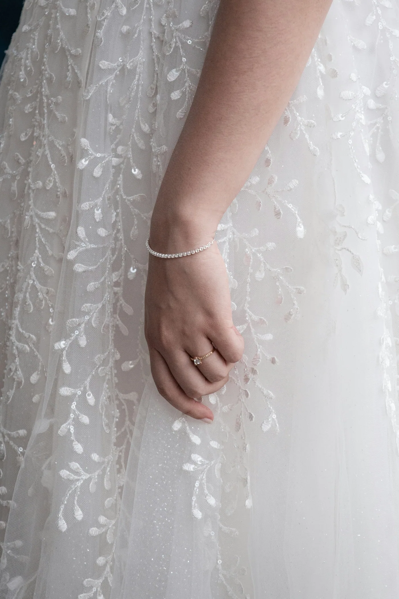 A diamond tennis bracelet
