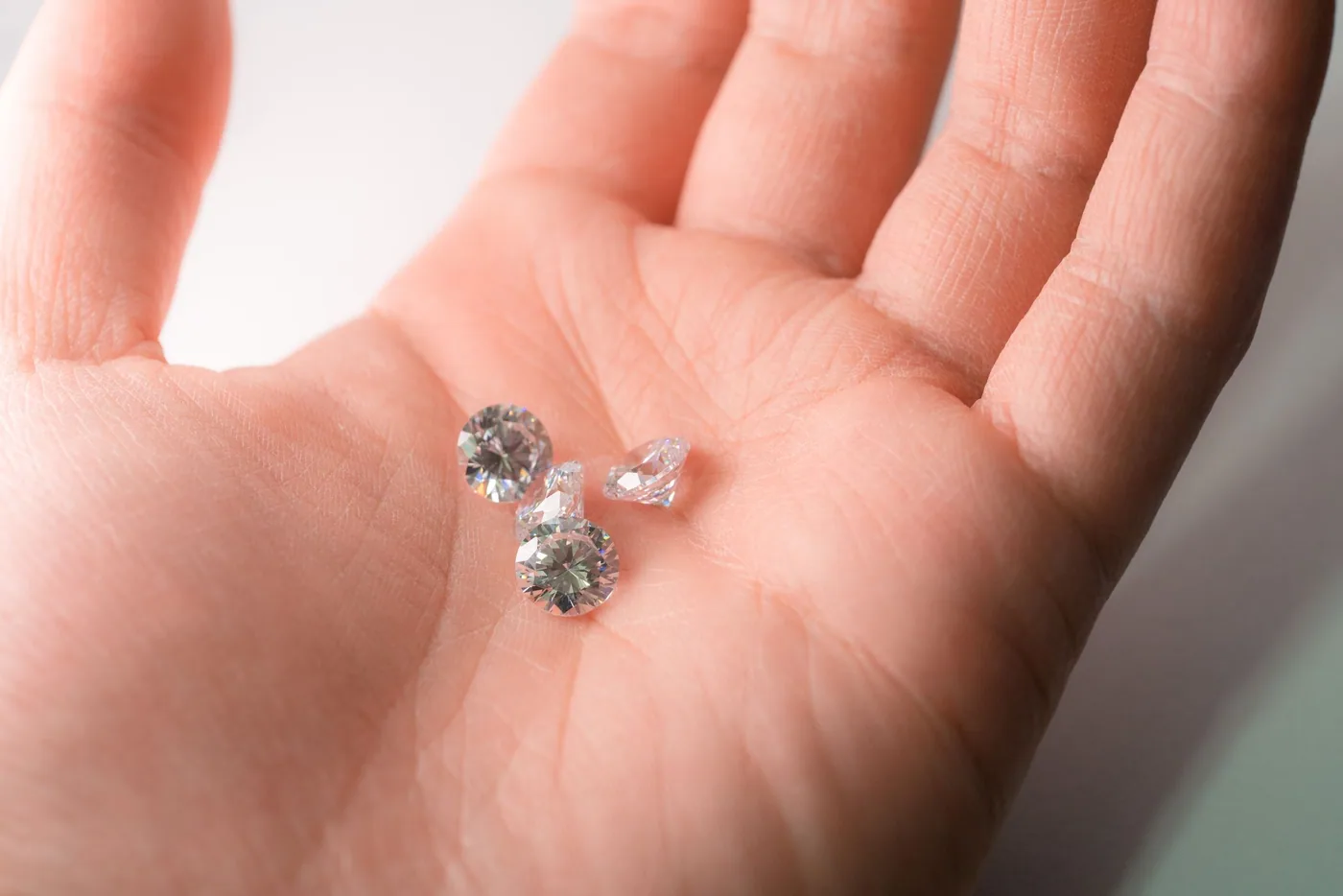 Loose diamonds side by side